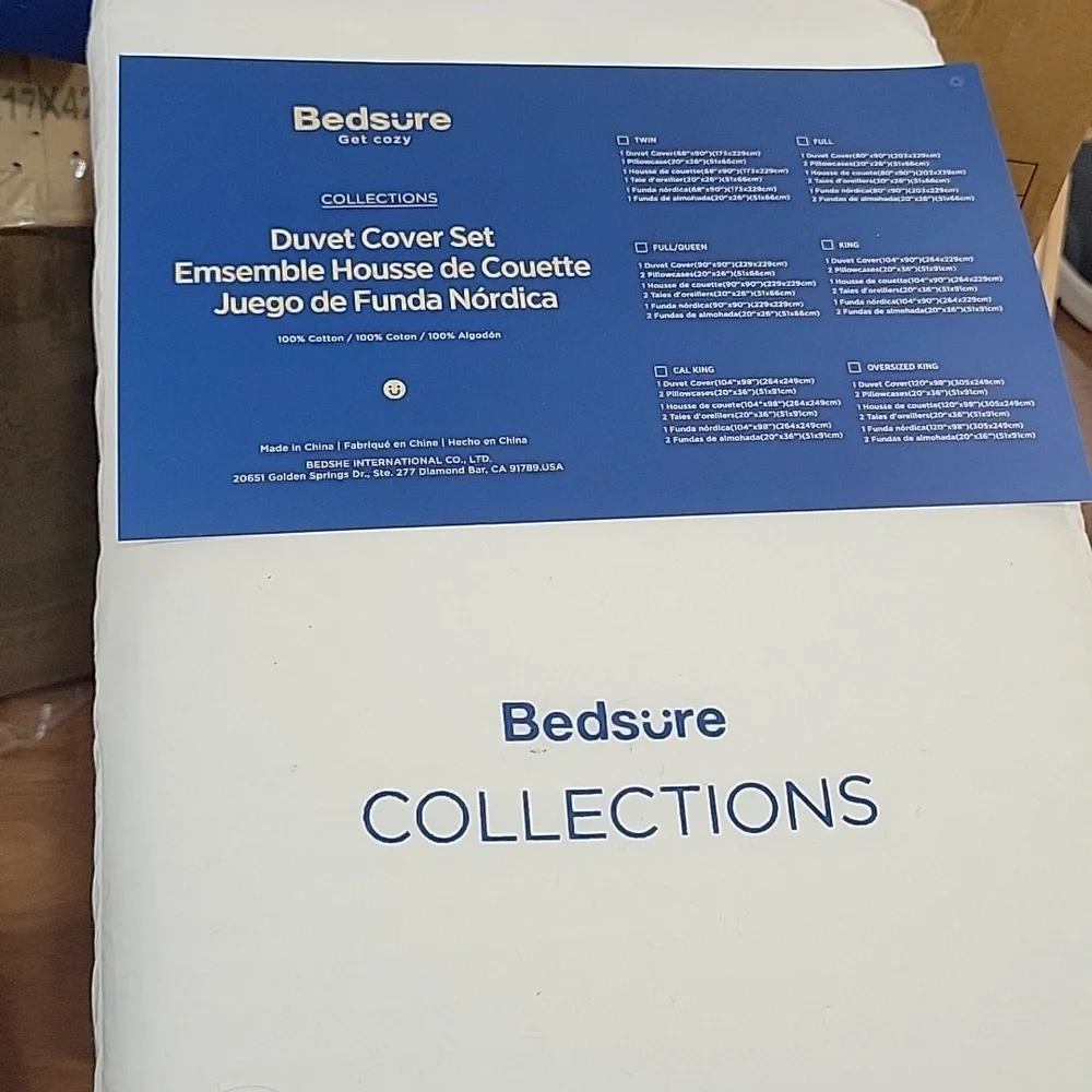 Bedsure white 100% cotton waffle weave duvet cover 3pc set Full Queen 90x90